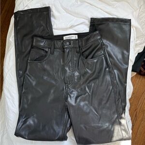 Abercrombie Ultra High Rise 90s Straight Leather Pants - Size 24